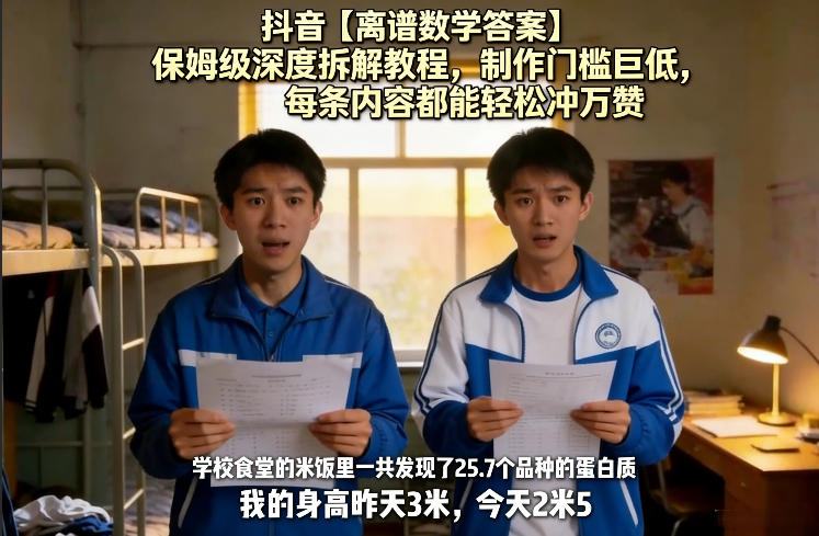 抖音【离谱数学答案】保姆级深度拆解教程，制作门槛巨低，每条内容都能轻松冲万赞，附详细步骤-HEIXMI（中国站）