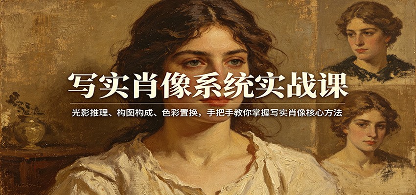 写实肖像系统实战课：光影推理、构图构成、色彩置换，手把手教你掌握写实肖像核心方法-HEIXMI（中国站）