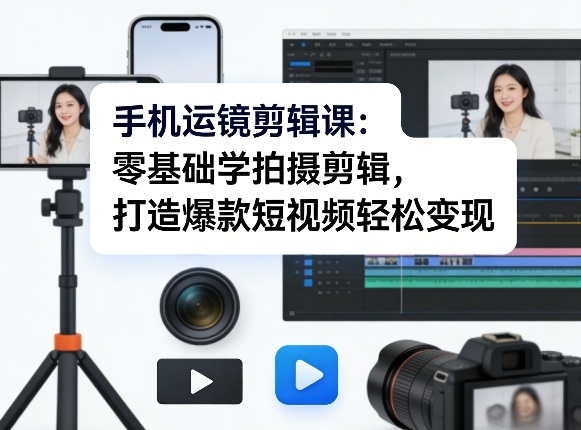 手机运镜剪辑课：零基础学拍摄剪辑，打造爆款短视频轻松变现-HEIXMI（中国站）