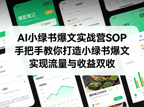 AI小绿书爆文实战营SOP，手把手教你打造小绿书爆文，实现流量与收益双收-HEIXMI（中国站）