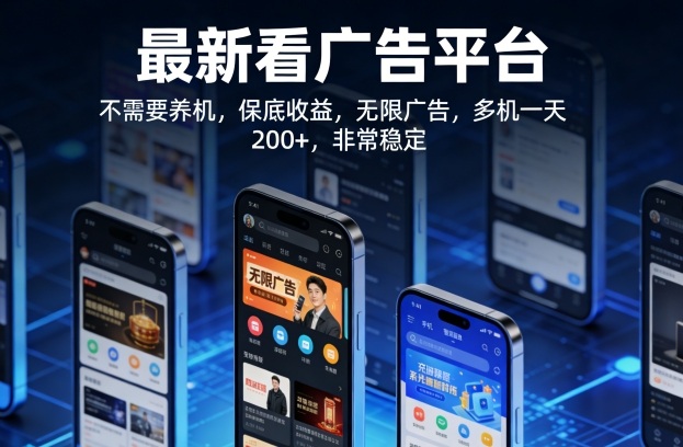 最新看广告平台，不需要养机，保底收益，无限广告，多机一天200+，非常稳定【揭秘】-HEIXMI（中国站）
