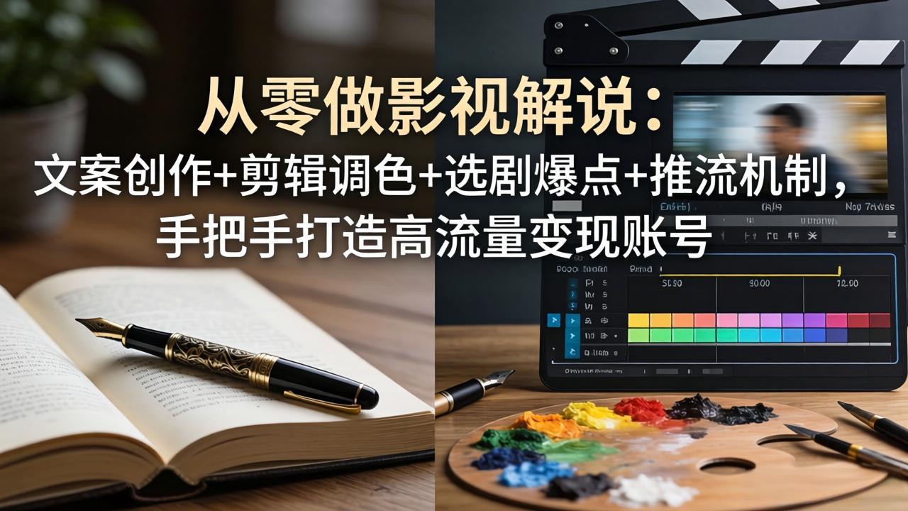 从零做影视解说：文案创作+剪辑调色+选剧爆点+推流机制，手把手打造高流量变现账号-HEIXMI（中国站）