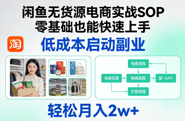 闲鱼无货源电商实战SOP，零基础也能快速上手，低成本启动副业，轻松月入2w+-HEIXMI（中国站）