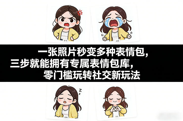 一张照片秒变多种表情包，三步就能拥有专属表情包库，零门槛玩转社交新玩法【文档】-HEIXMI（中国站）