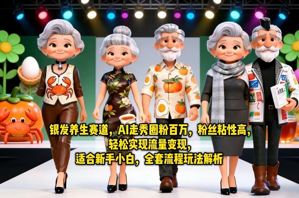 银发养生赛道，AI走秀圈粉百万，粉丝粘性高，轻松实现流量变现，适合新手小白，全套流程玩法解析-HEIXMI（中国站）