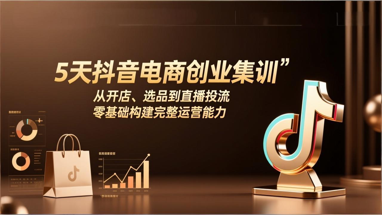 5天抖音电商创业集训：从开店、选品到直播投流，零基础构建完整运营能力-HEIXMI（中国站）