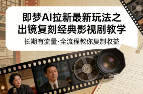 即梦AI拉新最新玩法之出镜复刻经典影视剧教学，长期有流量，全流程教你复制收益-HEIXMI（中国站）