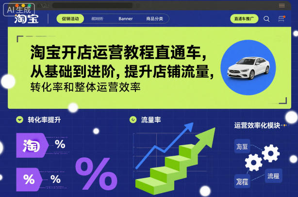 淘宝开店运营教程直通车，从基础到进阶，提升店铺流量，转化率和整体运营效率(更新26年3月)-HEIXMI（中国站）