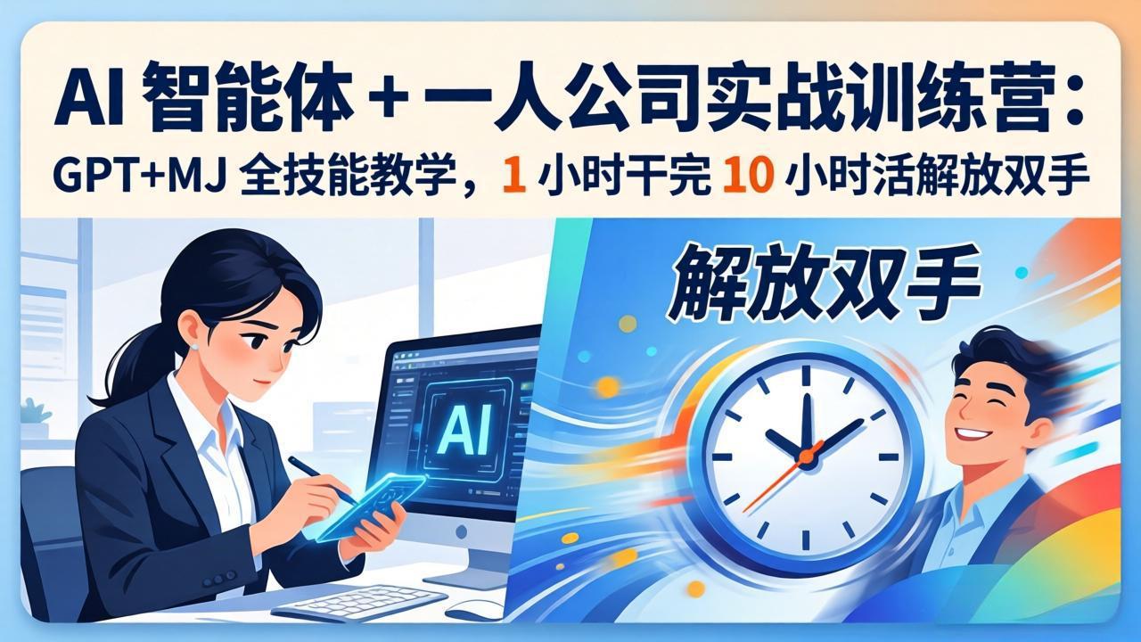 AI 智能体 + 一人公司实战训练营：GPT+MJ 全技能教学，1 小时干完 10 小时活解放双手-HEIXMI（中国站）