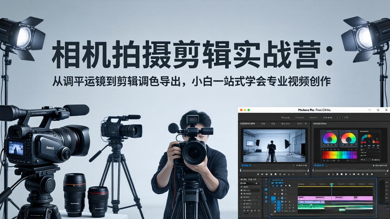 相机拍摄剪辑实战营：从调平运镜到剪辑调色导出，小白一站式学会专业视频创作-HEIXMI（中国站）