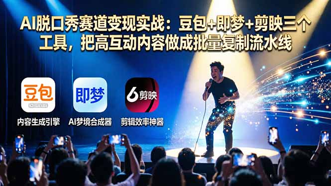 AI脱口秀赛道变现实战：豆包+即梦+剪映三个工具，把高互动内容做成批量复制流水线-HEIXMI（中国站）