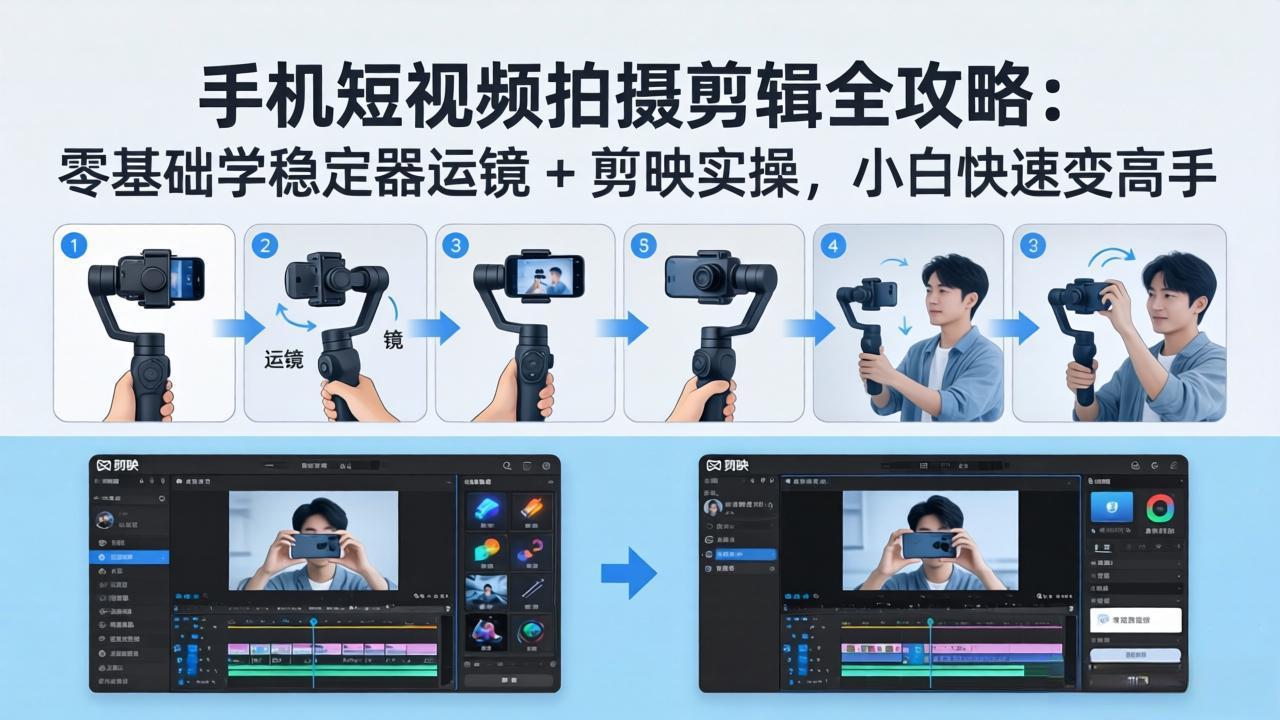 手机短视频拍摄剪辑全攻略：零基础学稳定器运镜 + 剪映实操，小白快速变高手-HEIXMI（中国站）