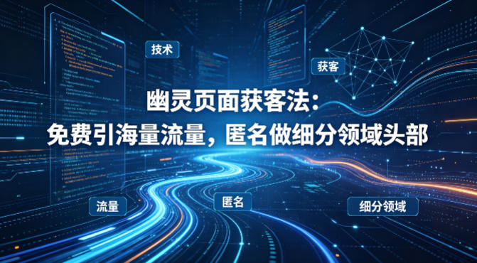 用懂技术！幽灵页面获客法：免费引海量流量，匿名做细分领域头部-HEIXMI（中国站）