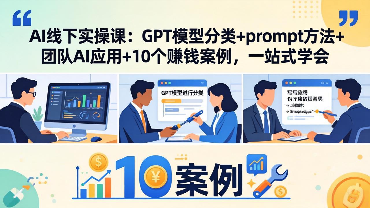 AI线下实操课：GPT模型分类+prompt方法+团队AI应用+10个赚钱案例，一站式学会-HEIXMI（中国站）