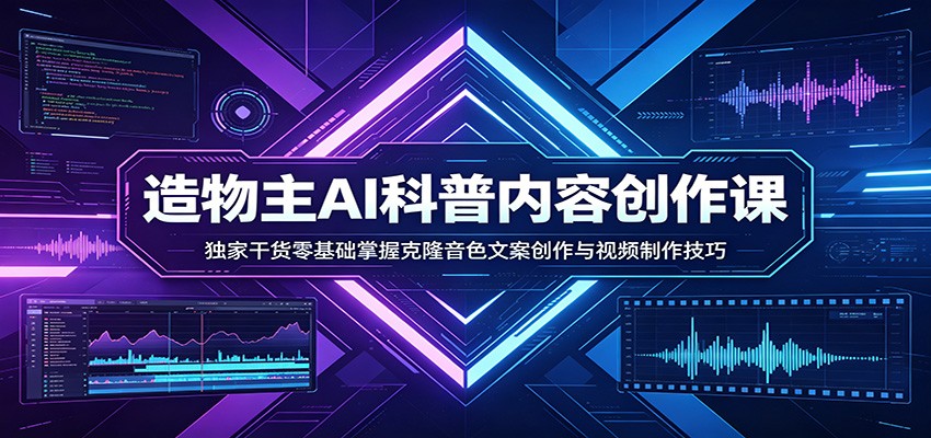 AI科普内容创作课：独家干货零基础掌握克隆音色文案创作与视频制作技巧-HEIXMI（中国站）
