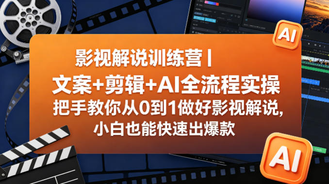 影视解说训练营｜文案+剪辑+AI全流程实操，把手教你从0到1做好影视解说，小白也能快速出爆款-HEIXMI（中国站）