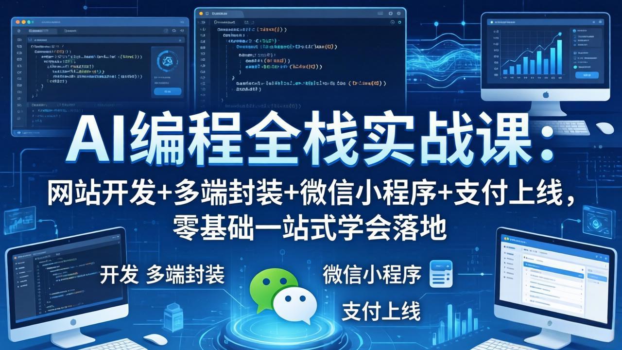AI编程全栈实战课：网站开发+多端封装+微信小程序+支付上线，零基础一站式学会落地-HEIXMI（中国站）