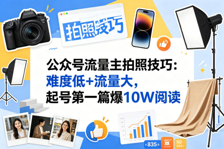 公众号流量主之拍照技巧赛道，难度低+流量大，起号第一篇就爆了10w阅读-HEIXMI（中国站）