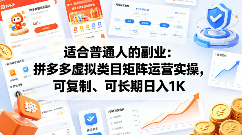 适合普通人的副业：拼多多虚拟类目矩阵运营实操，可复制、可长期日入1K【揭秘】-HEIXMI（中国站）