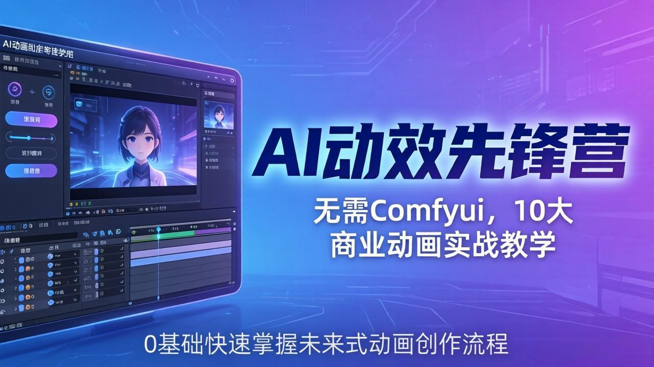 AI 动效先锋营：无需Comfyui，10大商业动画实战教学，0基础快速掌握未来式动画创作流程-HEIXMI（中国站）