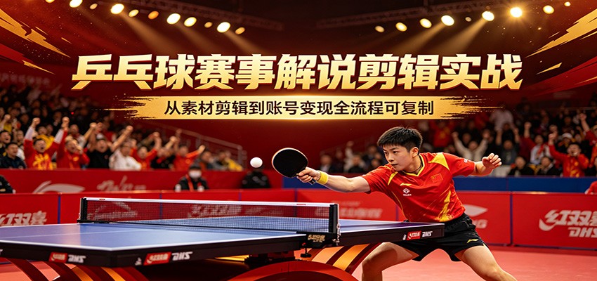 乒乓球赛事解说剪辑实战，从素材剪辑到账号变现全流程可复制-HEIXMI（中国站）
