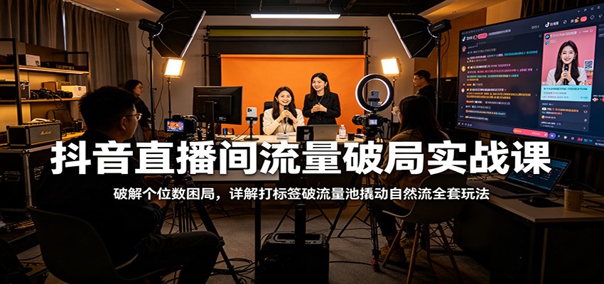 抖音直播间流量破局实战课：破解个位数困局，详解打标签破流量池撬动自然流全套玩法-HEIXMI（中国站）