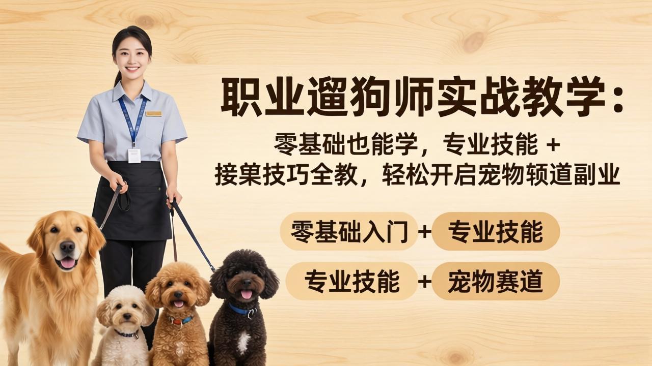 职业遛狗师实战教学：零基础也能学，专业技能 + 接单技巧全教，轻松开启宠物赛道副业-HEIXMI（中国站）