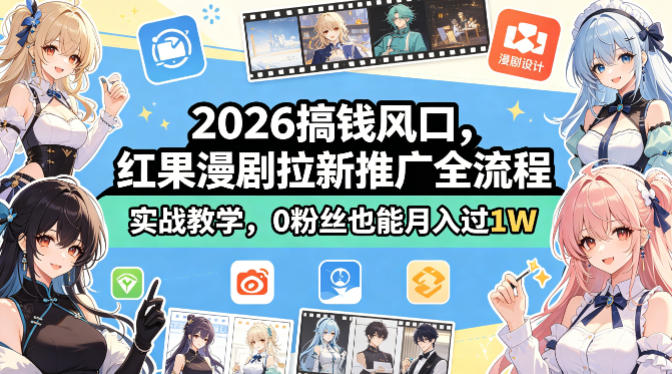 2026搞钱风口，红果漫剧拉新推广全流程实战教学，0粉丝也能月入过1W-HEIXMI（中国站）