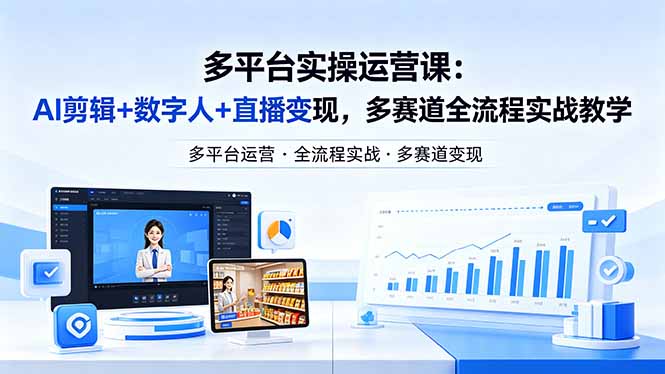 某团队多平台实操运营课-更新26年4月20：AI剪辑+数字人+直播变现，多赛道全流程实战教学-HEIXMI（中国站）