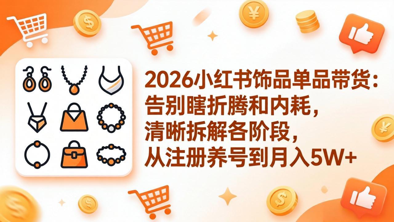 2026小红书饰品单品带货：告别瞎折腾和内耗，清晰拆解各阶段，从注册养号到月入5W+-HEIXMI（中国站）