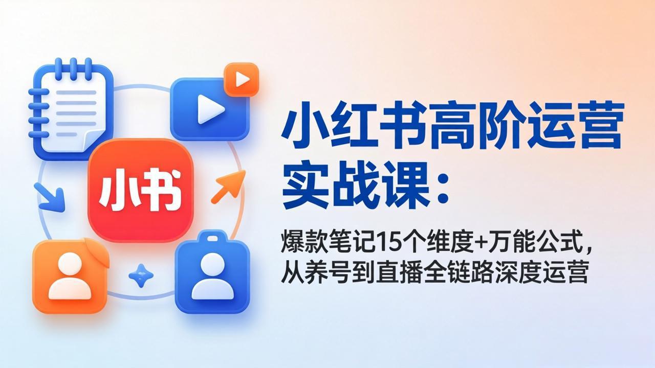 小红书高阶运营实战课：爆款笔记15个维度+万能公式，从养号到直播全链路深度运营-HEIXMI（中国站）
