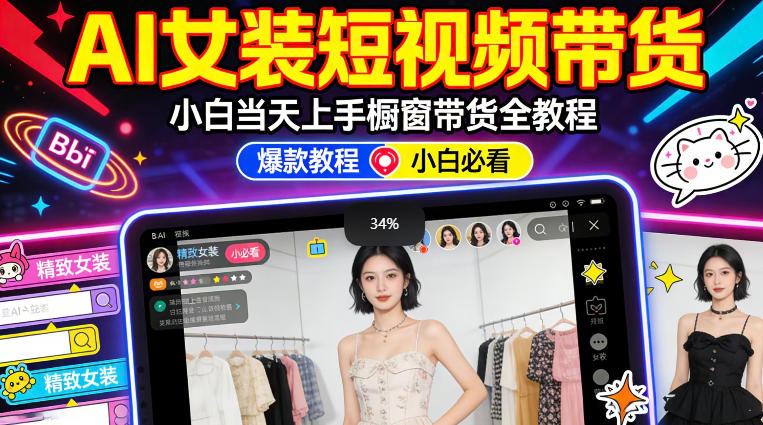 AI女装短视频橱窗带货：小白零门槛当天上手，高佣金爆款轻松賺！-HEIXMI（中国站）