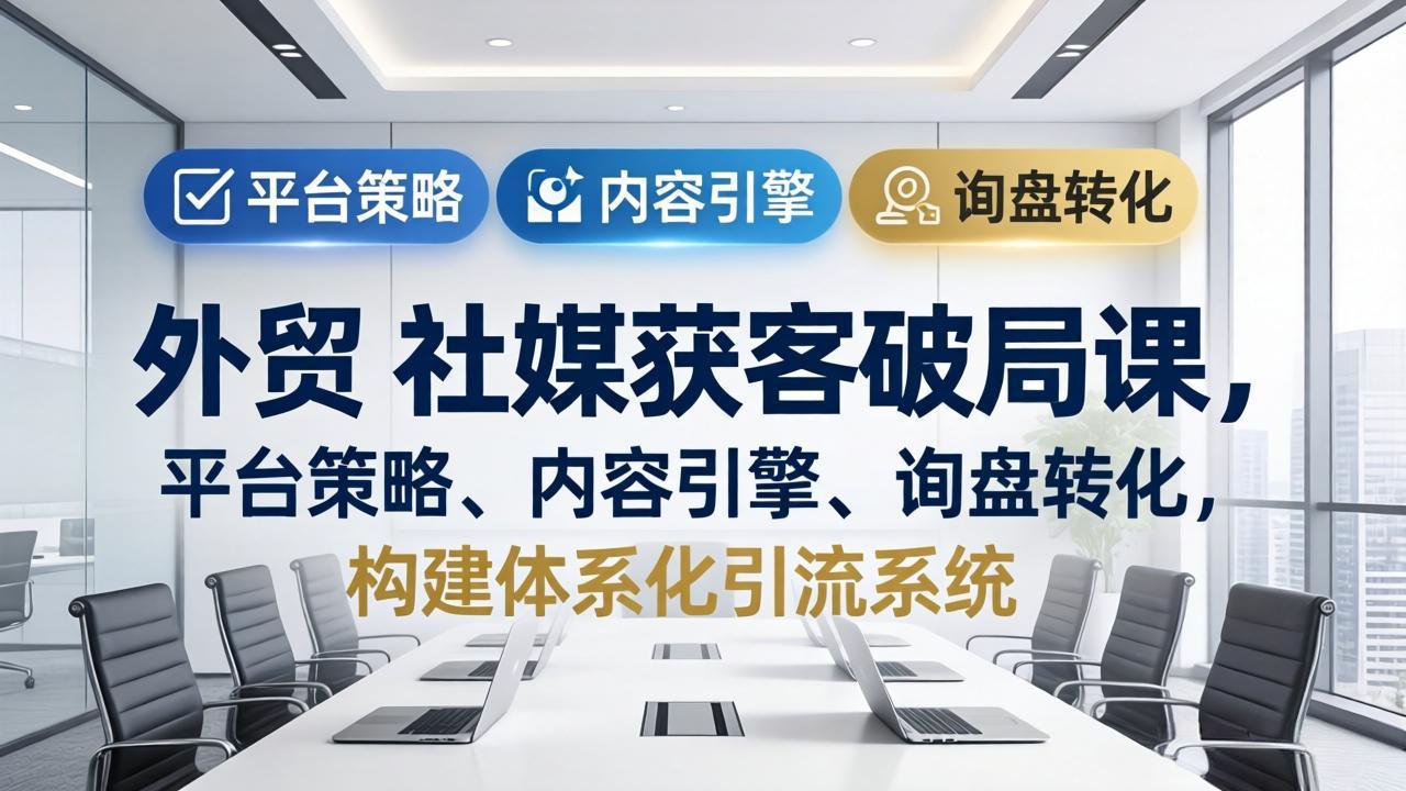 外贸 社媒获客破局课，平台策略、内容引擎、询盘转化，构建体系化引流系统(更新26年3月-HEIXMI（中国站）