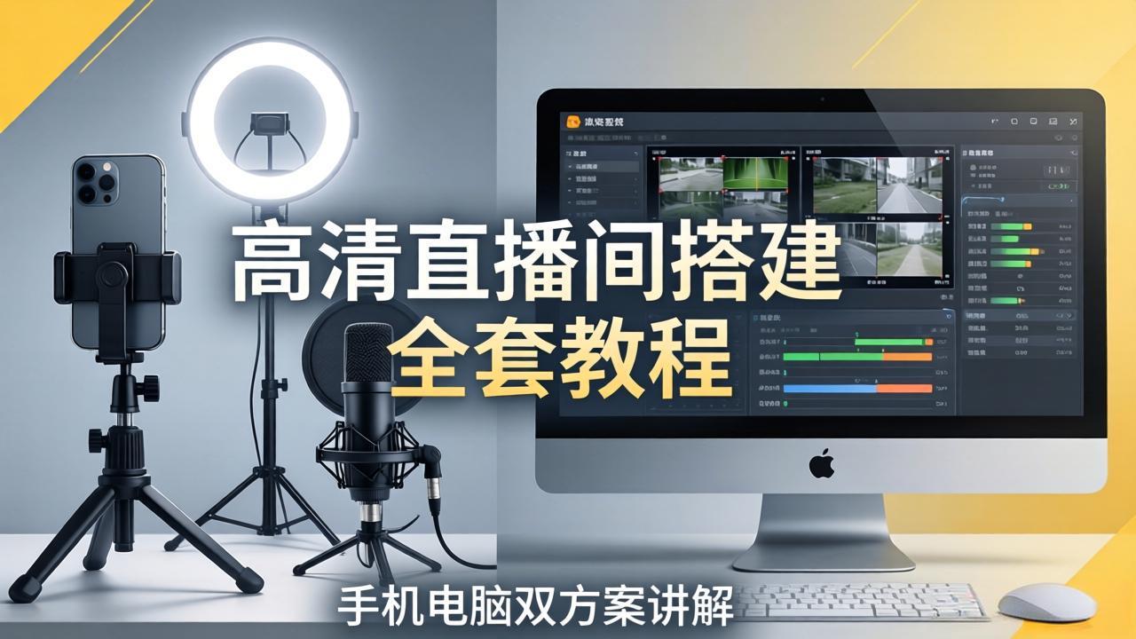 高清直播间搭建全套教程，手机电脑双方案讲解，设备选型调试多机位实操教学-HEIXMI（中国站）