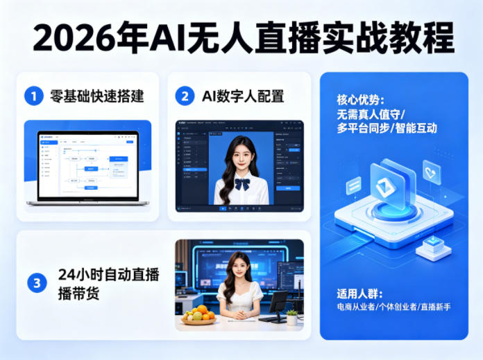 2026年AI无人直播实战教程，零基础也能快速搭建AI数字人无人直播间，实现24小时自动直播带货-HEIXMI（中国站）