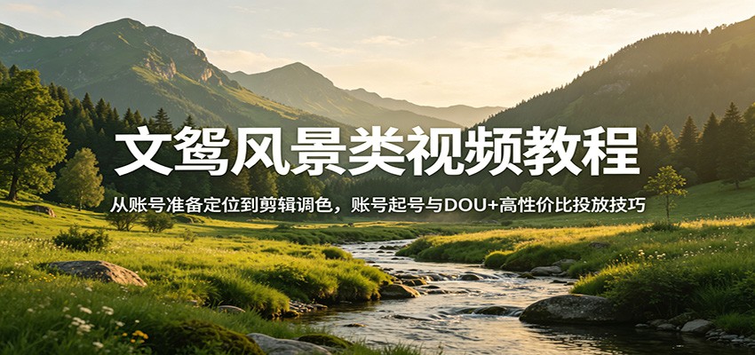 文鸳风景类视频教程：从账号准备定位到剪辑调色，账号起号与DOU+高性价比投放技巧-HEIXMI（中国站）