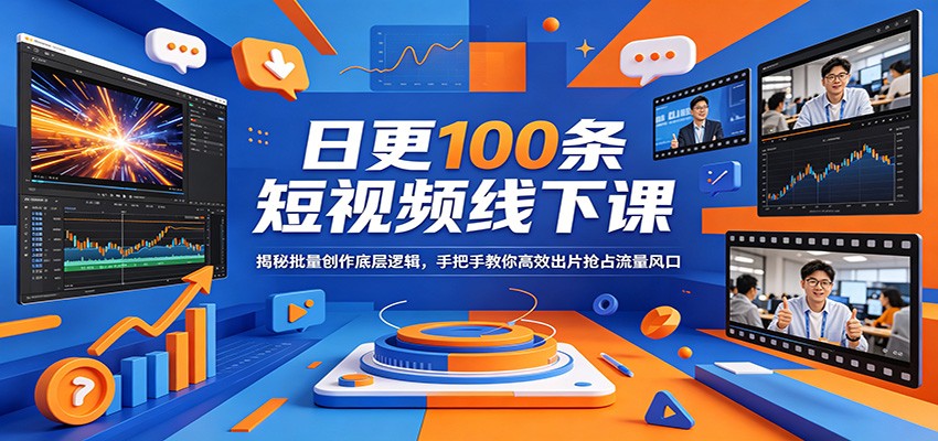 日更100条短视频线下课：揭秘批量创作底层逻辑，手把手教你高效出片抢占流量风口-HEIXMI（中国站）