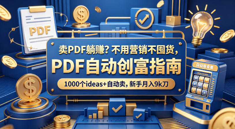 卖PDF躺賺？不用营销不囤货，PDF自动创富指南，1000个ideas+自动卖，新手月入9k刀【原创双语字幕】-HEIXMI（中国站）