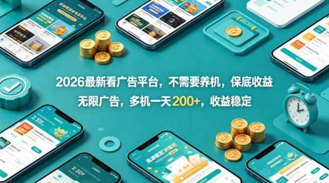 2026最新看广告平台，不需要养机，保底收益，无限广告，多机一天200+，收益稳定【揭秘】-HEIXMI（中国站）