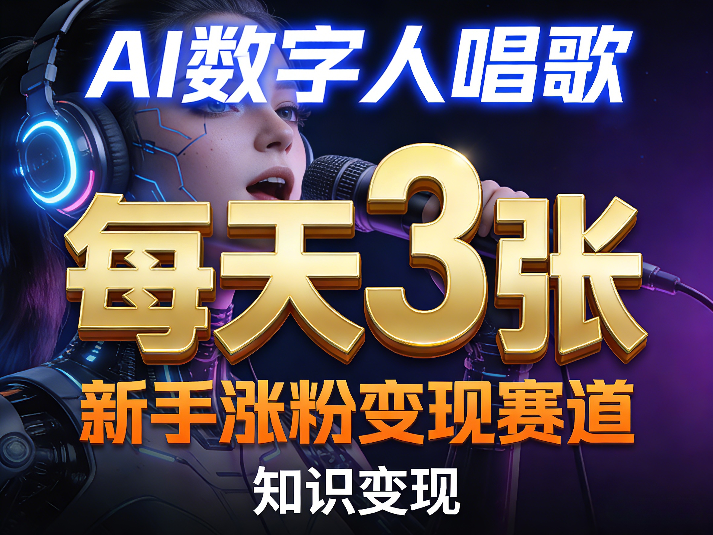 AI数字人唱歌，新手涨粉变现赛道，每天3张和知识付费，副业必备-HEIXMI（中国站）