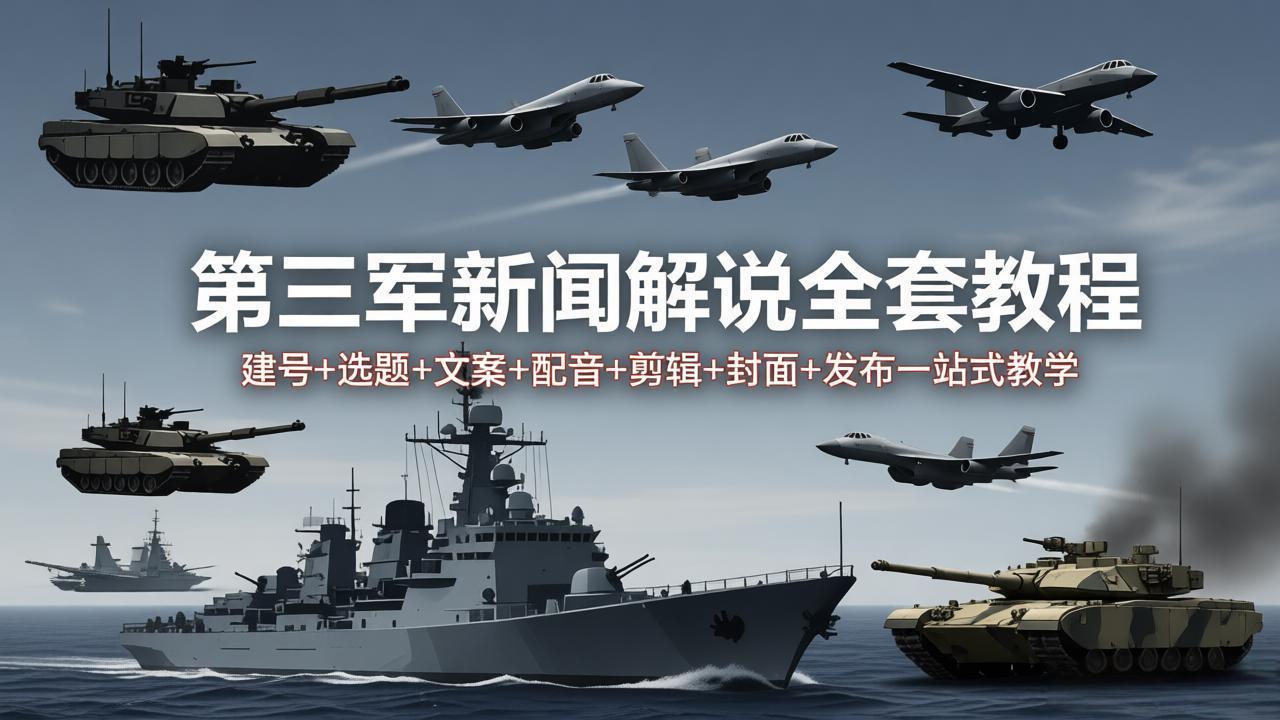 第三军迷新闻解说全套教程：建号+选题+文案+配音+剪辑+封面+发布一站式教学-HEIXMI（中国站）