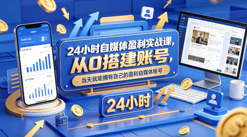 24小时自媒体盈利实战课，从0搭建账号，当天就能拥有自己的盈利自媒体账号-HEIXMI（中国站）