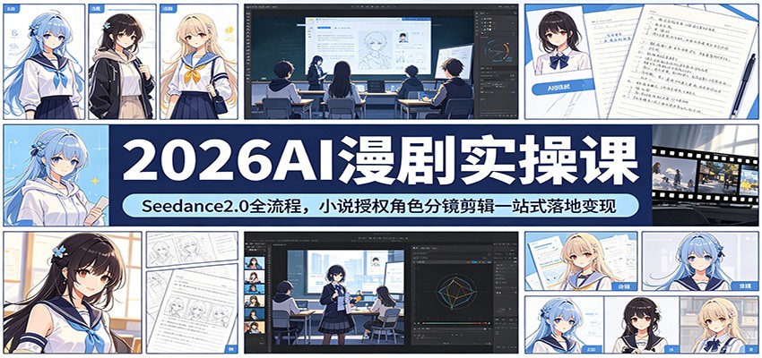 2026AI漫剧实操课：Seedance2.0全流程，小说授权角色分镜剪辑一站式落地变现-HEIXMI（中国站）