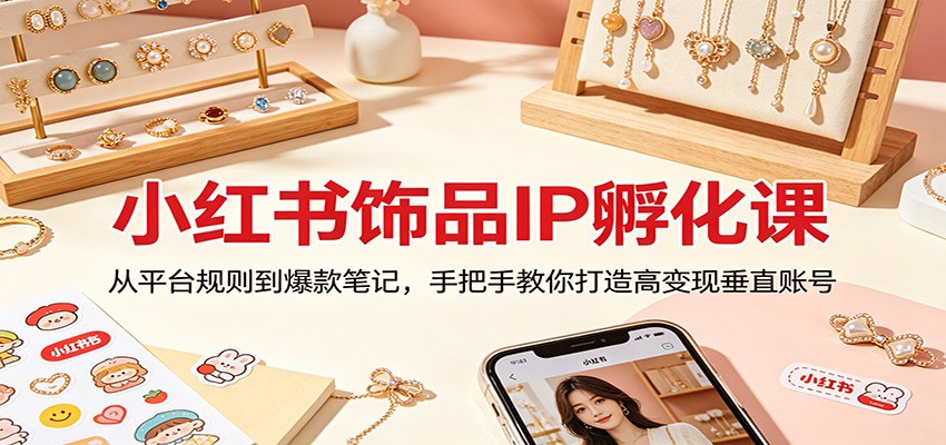 小红书饰品IP孵化课：从平台规则到爆款笔记，手把手教你打造高变现垂直账号-HEIXMI（中国站）