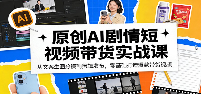原创AI剧情短视频带货实战课：从文案生图分镜到剪辑发布，零基础打造爆款带货视频-HEIXMI（中国站）