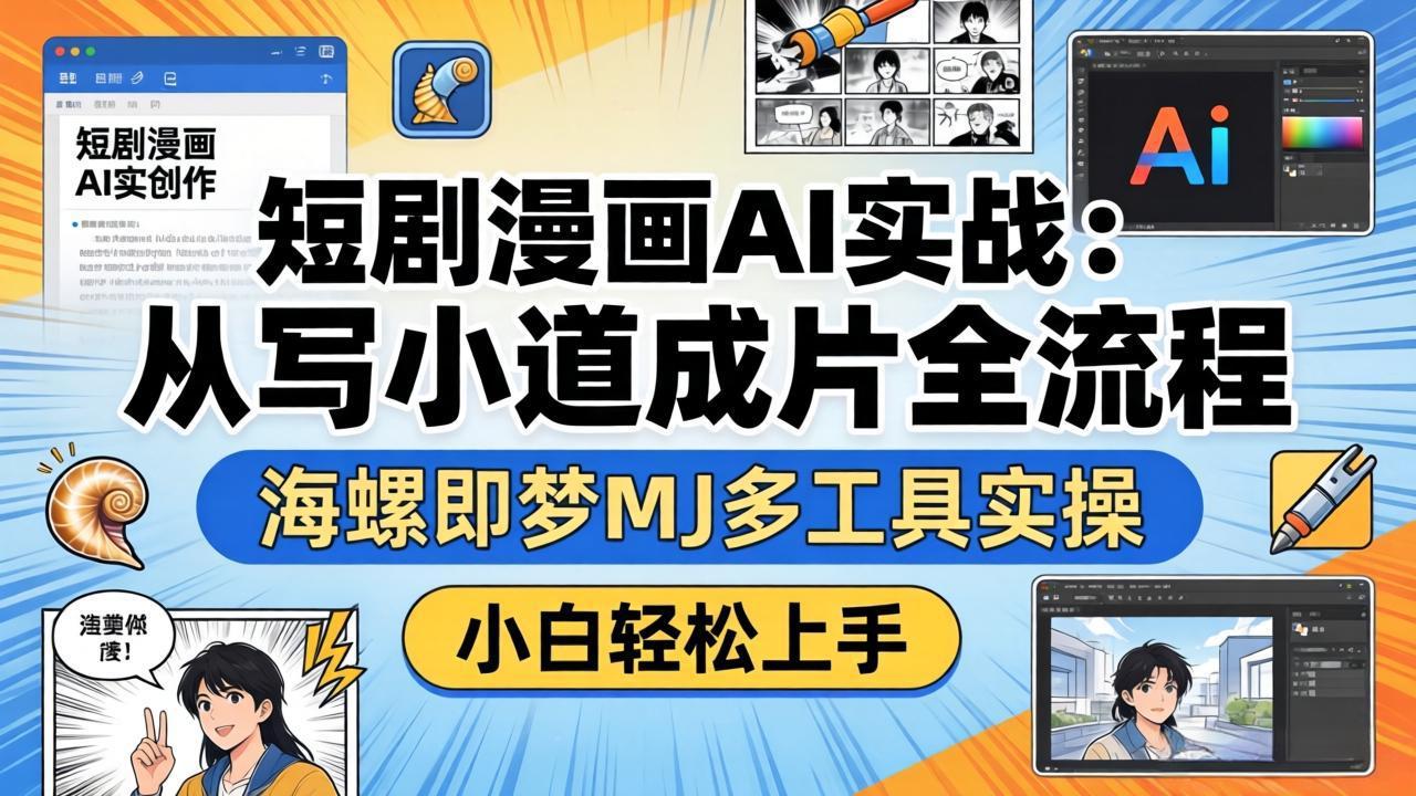 短剧漫画AI实战：从写小说到成片全流程，海螺即梦MJ多工具实操，小白轻松上手-HEIXMI（中国站）