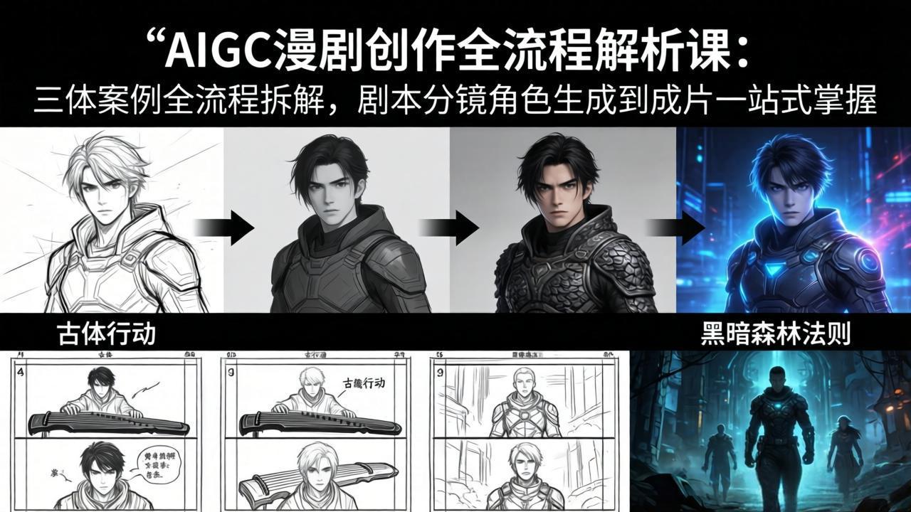 AIGC漫剧创作全流程解析课：三体案例全流程拆解，剧本分镜角色生成到成片一站式掌握-HEIXMI（中国站）