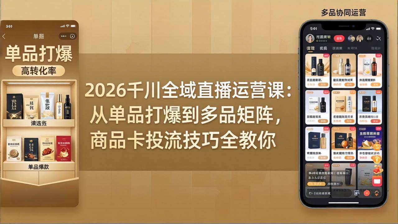 2026千川全域直播运营课：从单品打爆到多品矩阵，商品卡投流技巧全教你-HEIXMI（中国站）