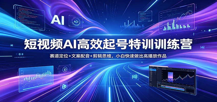 短视频AI高效起号特训训练营：赛道定位+文案配音+剪辑思维，小白快速做出高播放作品-HEIXMI（中国站）