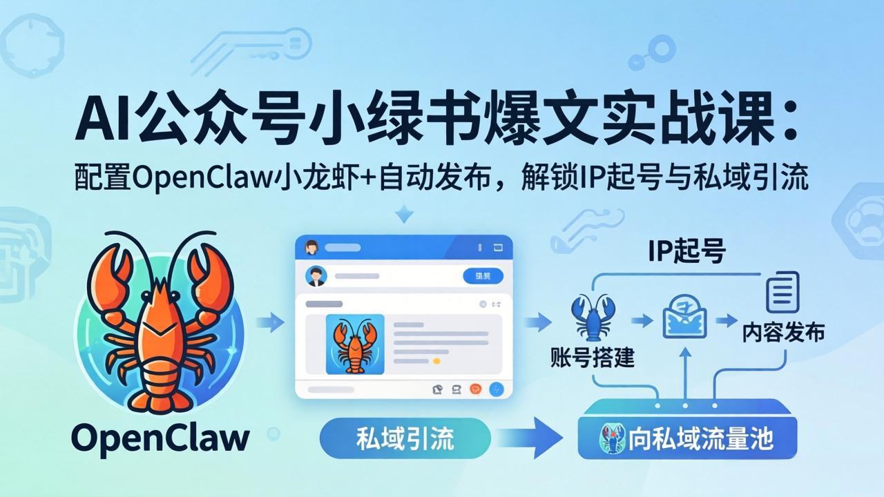 AI公众号小绿书变现实战课：小绿书爆文写作+OpenClaw自动发布，解锁IP起号与私域引流-HEIXMI（中国站）